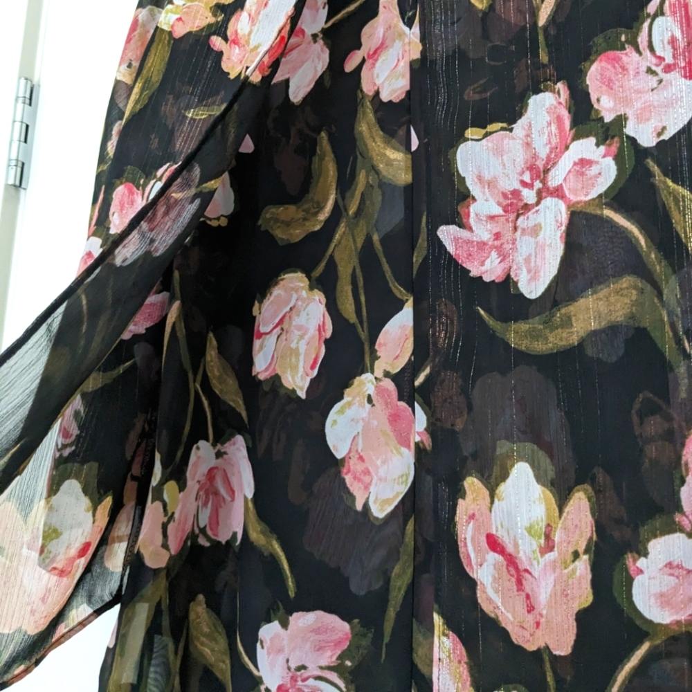 Jennifer Lopez Gold Pink Black Floral Blouse, WXS - Picture 5 of 5